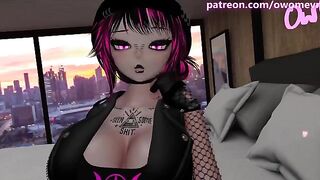 A goth girl named Jess plays a game before getting fucked