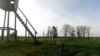 A Chihuahua is getting fucked right on the hunting podium