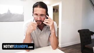 Naughty stepgrandpa punishes sexy Britt Blair for being horny