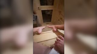 This guy masturbates while in sauna... I saw him and sucked his dick until he cum