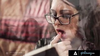 An investigator, portrayed by the stunning Riley Reid, rubs her pussy while imagining missing girls in a provocative scene