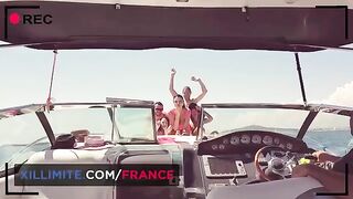 A sexy woman has sex on the yacht with her young lover