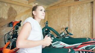 Hot babe fucked hard after fixing my motorcycle, what a hottie!