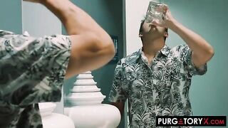 A blowjob with four mouths is not enough for a meaty cock in this intense scene