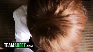 The innocent ginger housekeeper Abbey Rain gets dominated and fucked hard