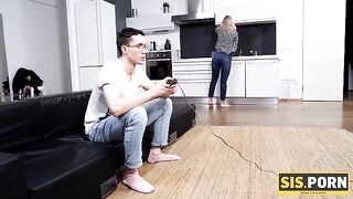Skinny teen with tiny tits fucked by stepbrother