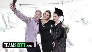 Busty stepmom Kenzie Taylor rewards her stepson with wet pussy for his graduation in a steamy TeamSkeet scene