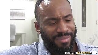 Avery Black, hot babysitter, takes care of a huge black cock