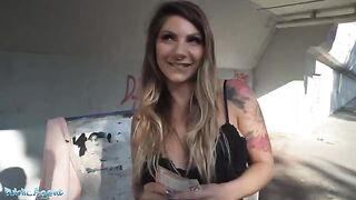 Nurse at the train station fucks for money with a stranger