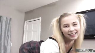 The petite blonde babe, Carolina Sweets, will do anything to please her stepdad