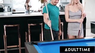 Two roommates Paige Owens and Kay Lovely fuck with a young man in ADULT TIME scene