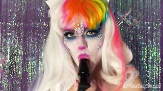 Rainbow dildo opulence with Adriana Chechik in a Halloween special, showcasing her notorious squirting skills
