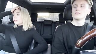 A hot girl is having sex with a taxi driver in his car