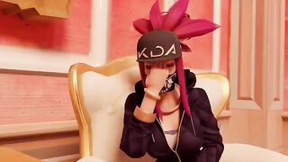 KDA Ahri tries porn for the first time in a gallery