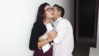 My clumsy girl is given an election by her boss in the office