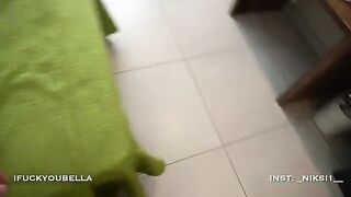 A luxury girl is having fun with a young man at the resort