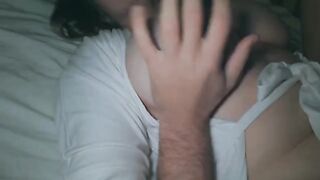 Nighttime sex with my wife, finished with a cumshot on her big ass