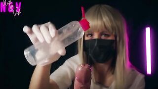 A crazy nurse in sexy underwear will make you cum twice