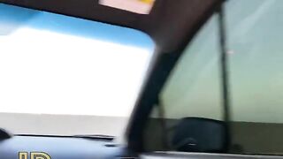 Slutty chick gave a blowjob to her boyfriend in the car park