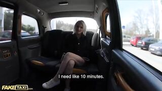A young pretty blonde gets her pussy smashed by a huge dick in Fake Taxi