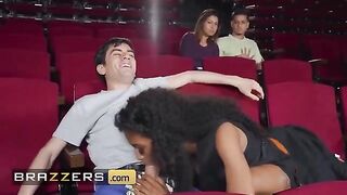 Naughty woman Tina Fire fucks in a popcorn machine in public
