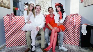 Stepdad swaps cute stepdaughters Kyler Quinn and Alice Pink in a taboo scene