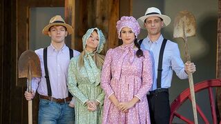 Hot busty step moms Penny Barber and Pristine Edge getting their Amish step sons' cock sucked