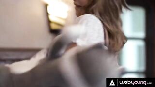 The hot blonde roommate is caught in a steamy scene