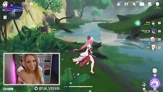 The streamer woman plays a role, simulating sex in the Genshin Impact setting