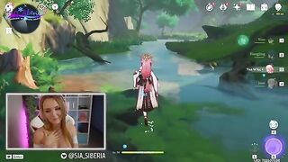 The streamer woman plays a role, simulating sex in the Genshin Impact setting