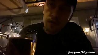 Fun in public place with Devils Kos and a young student