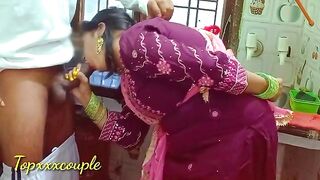 The hot Indian maid was fucked hard in the kitchen