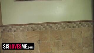Pervert stepbrother caught step sis Natalie Porkman jerking off