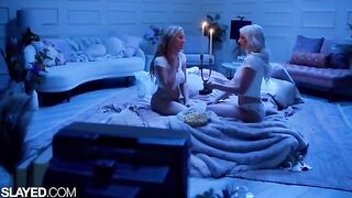 Two hot lesbians Skye and Blake are scissoring and making love