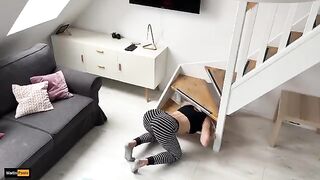 She got stuck again and her stepbrother took advantage of it