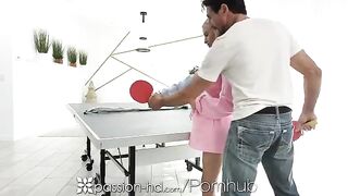 The blonde lost a bet and had to engage in intimate act after playing ping-pong