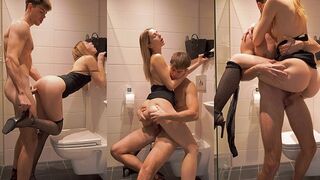Pervert guy fucks his stepsister in the bathroom wearing sexy mini dress