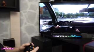 Distracting her BF with sex while he plays, damn hot!