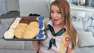 The motivated girl scout cookie seller gets fucked after teasing in POV style