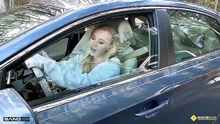 The mechanic was lucky to meet a busty blonde in need of help
