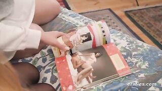 Girls learn to pleasure each other using the Kama Sutra as a guide