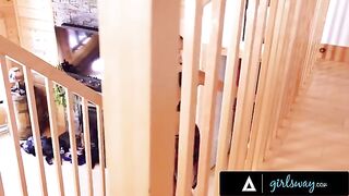 The hot girl caught her friend masturbating and had sex with her