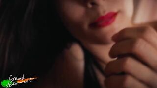 Stepmom with red lipstick passionately takes my cock