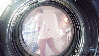 A cute girl got stuck in the washing machine and had sex with her boyfriend