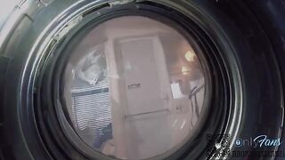 A cute girl got stuck in the washing machine and had sex with her boyfriend