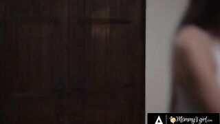The stepsister fucked by her busty stepmom in the kitchen