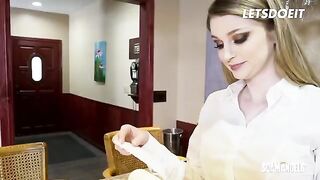 Two kinky sluts, Bunny Colby and Lacy Lennon, fuck their boss in an office scene