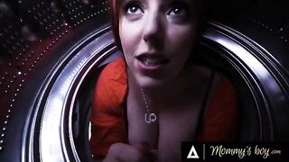 A stepmom, stuck in the washing machine, gets wild with her stepson and his friend
