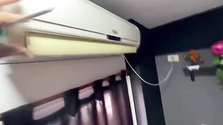 A hot girl has sex with the guy who repaired her air conditioner
