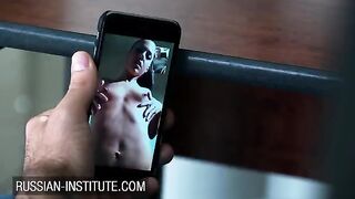 A petite teen masturbates on video call with her BF